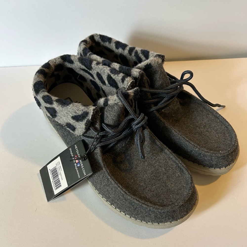 Hey Dude Britt Grey cheetah BNWT W8